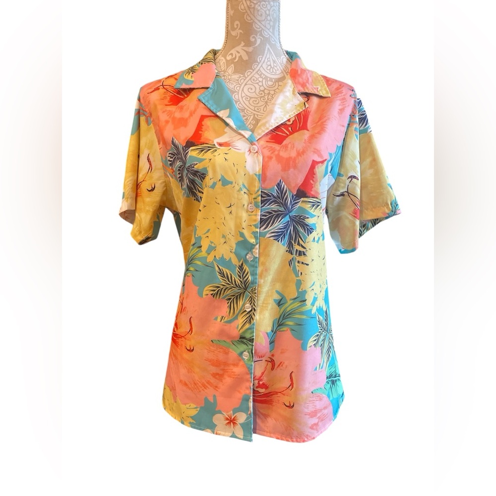 Hawaiian Women’s Size Large Button Up Blouse Top - Picture 1 of 3
